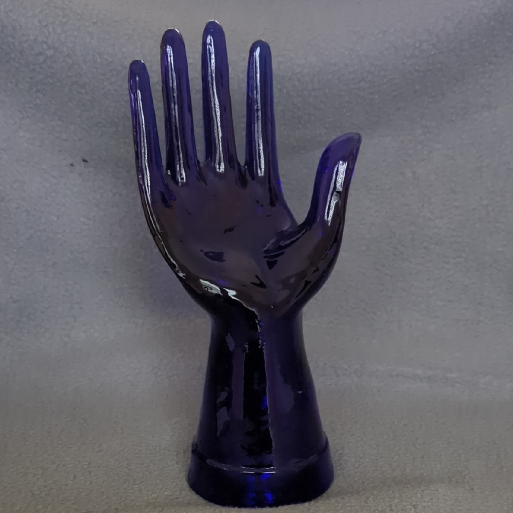 Cobalt Blue Glass Vintage Hand. Ring Or Jewelry Holder.